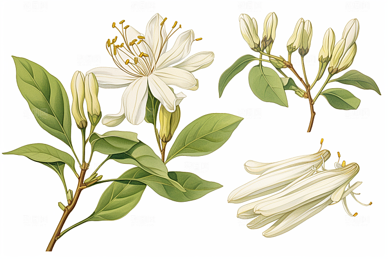 金银花养生植物插画