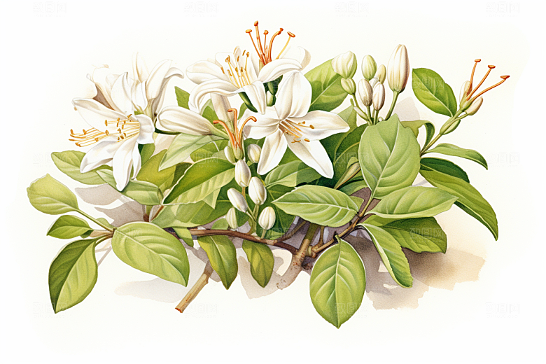 金银花医学药方插画