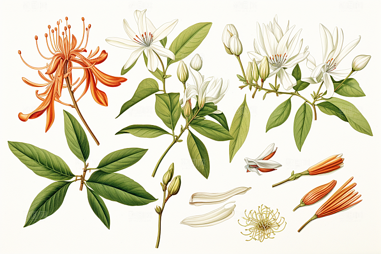 金银花健康植物插画