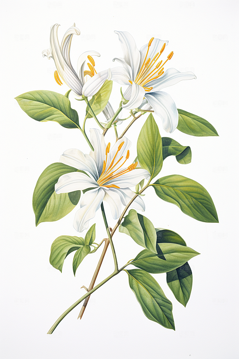 金银花中医手绘插画
