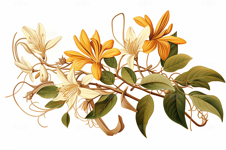 金银花医学中草药插画