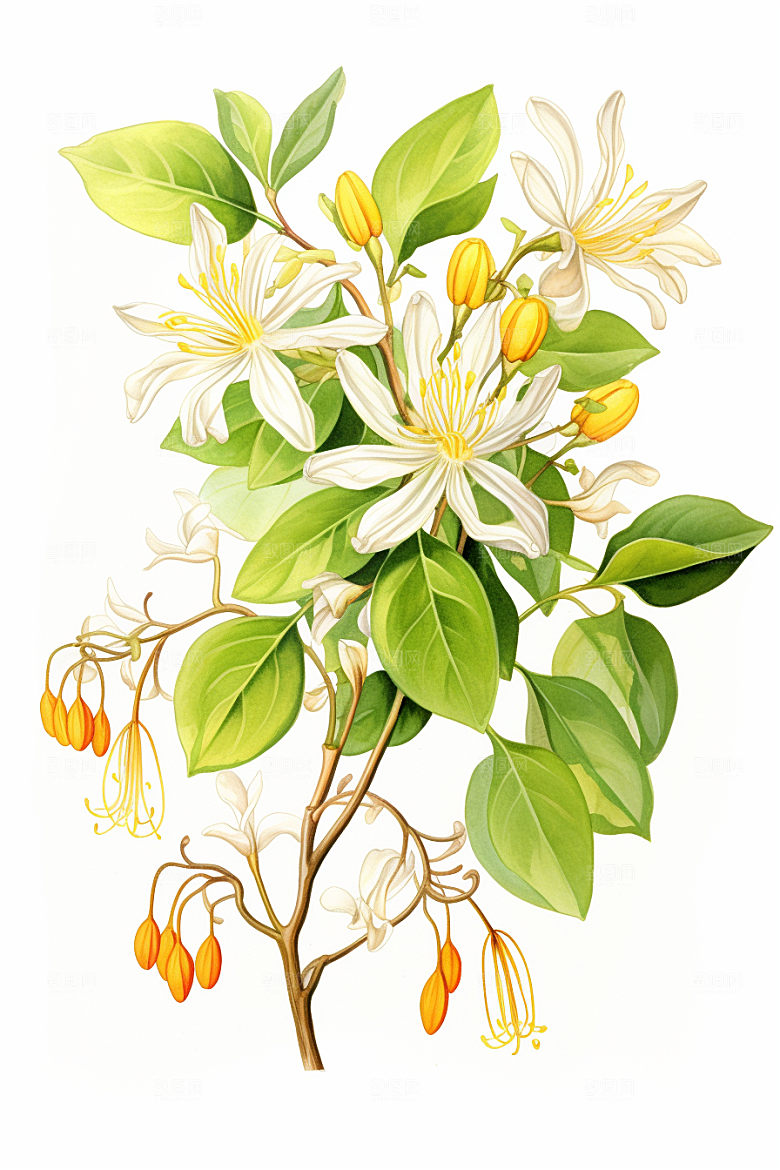 金银花保健中药材插画