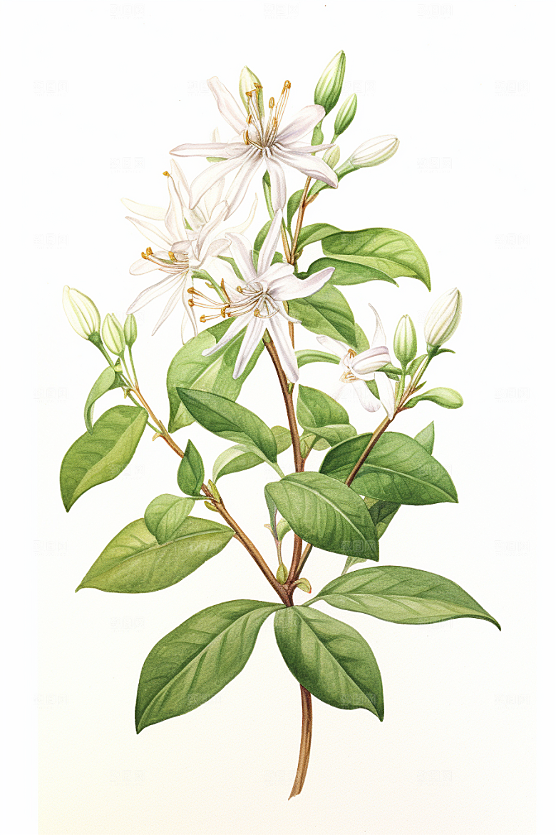 金银花药方保健插画