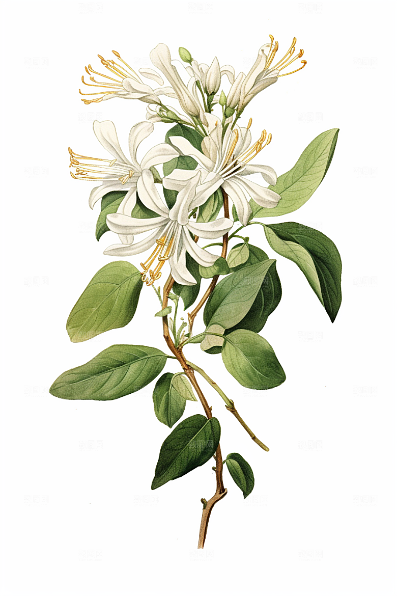 金银花保健手绘插画