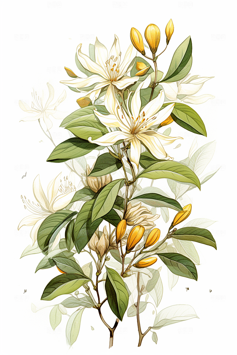 金银花保健中草药插画
