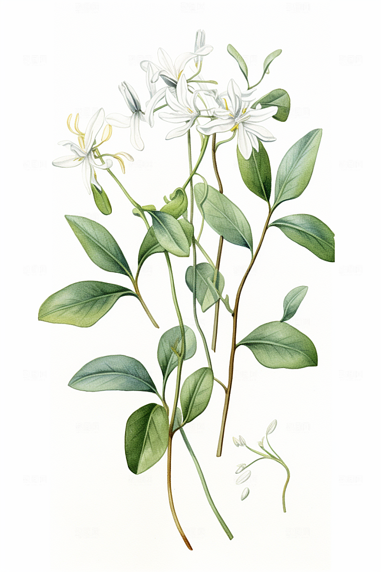 金银花中医植物插画