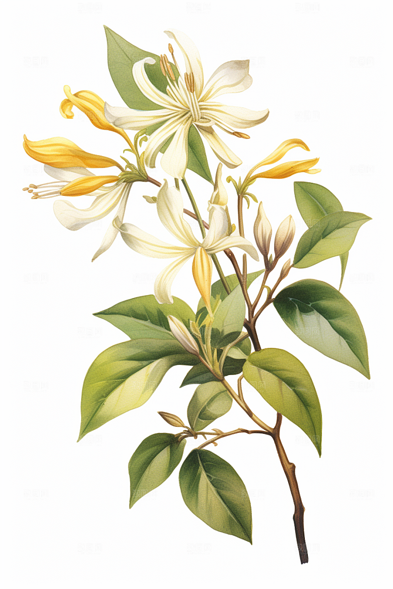 金银花手绘健康插画