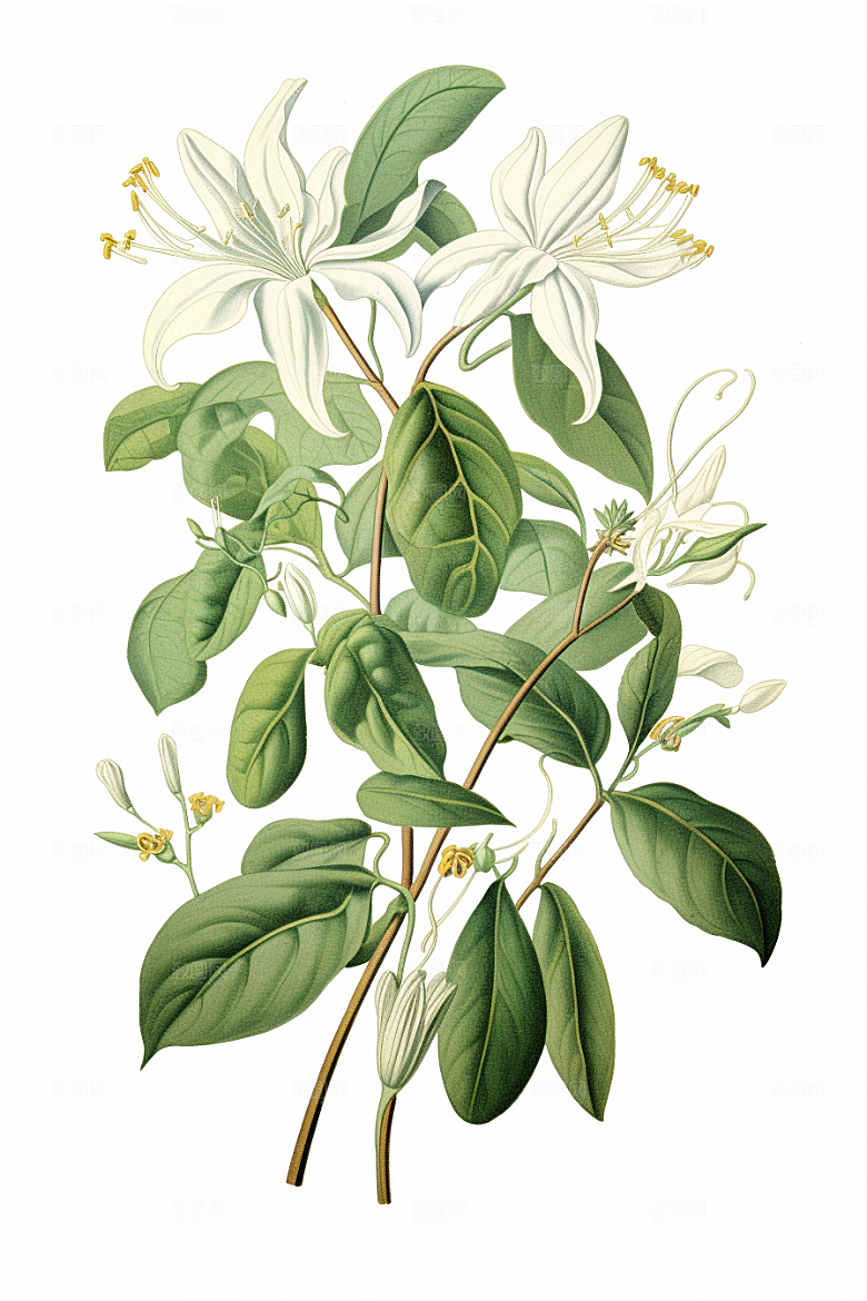 金银花医疗中药材插画