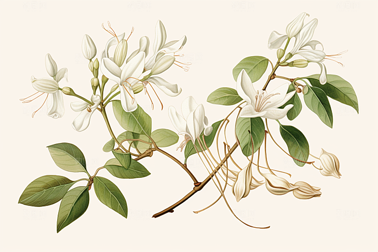 金银花中医养生插画