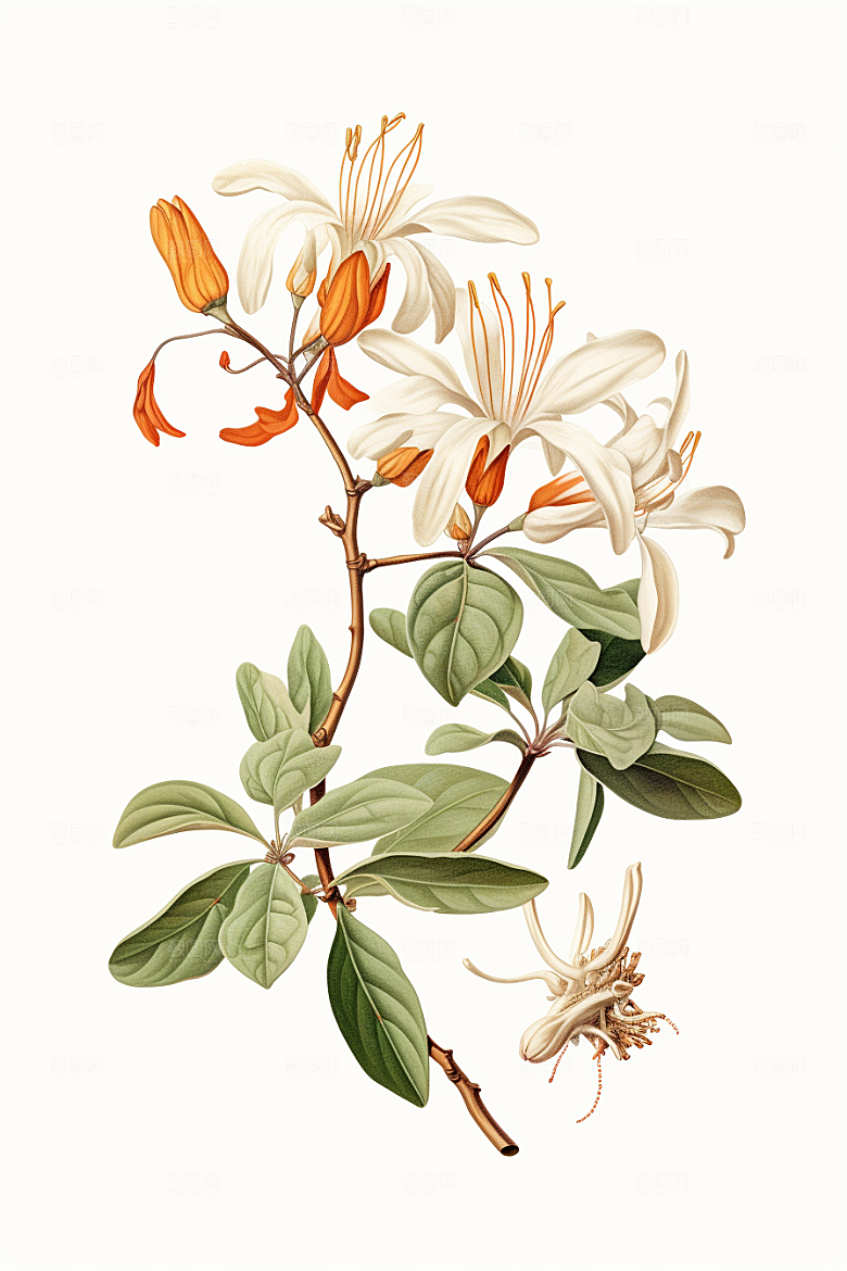 金银花养生保健插画