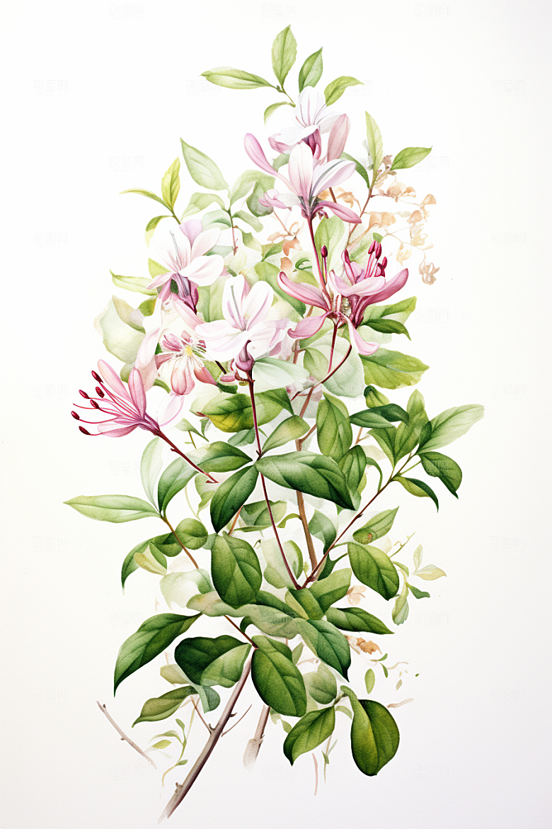 金银花健康手绘插画