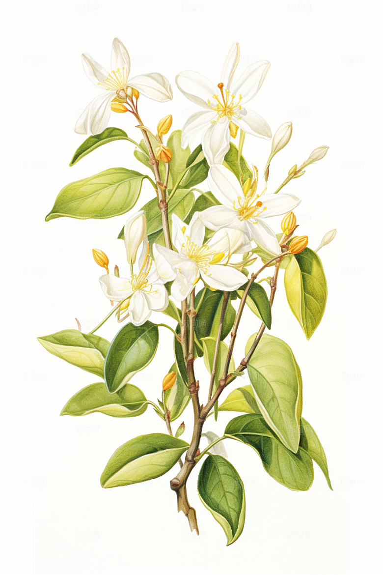 金银花中草药医学插画