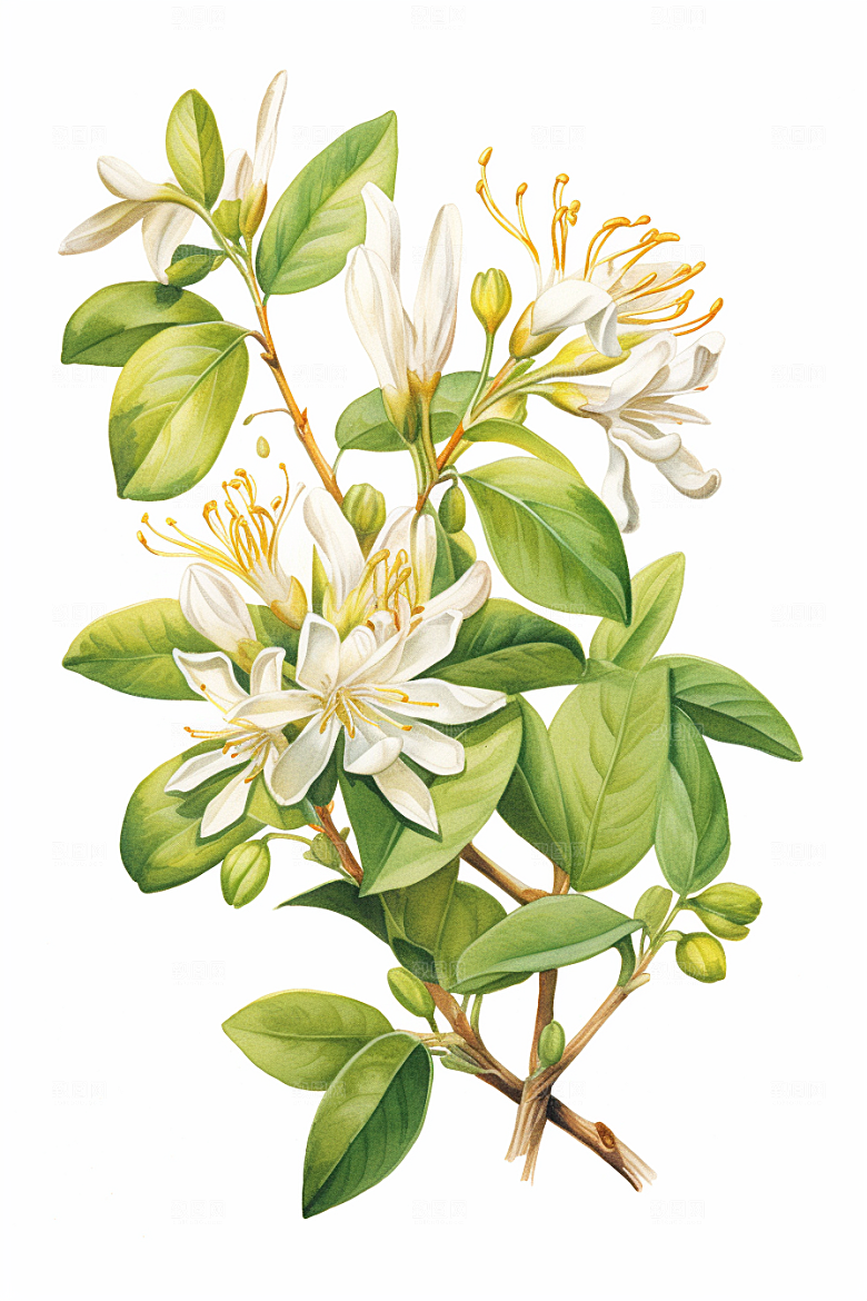 金银花保健药方插画