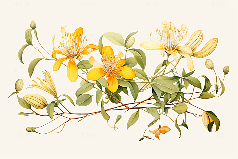 金银花健康植物插画