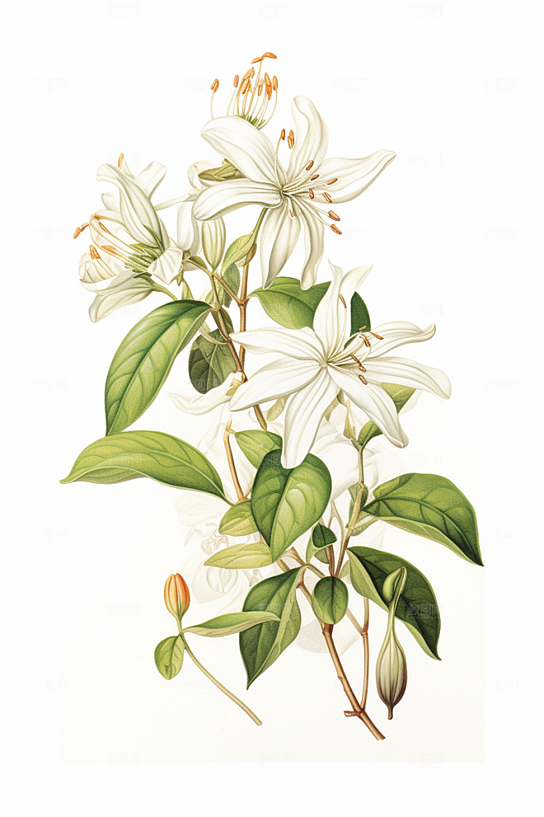 金银花中药材保健插画