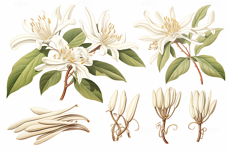 金银花医学中药材插画