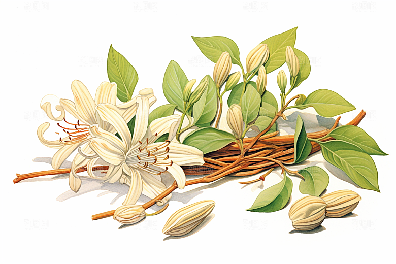 金银花医学中药材插画