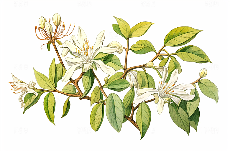 金银花植物保健插画