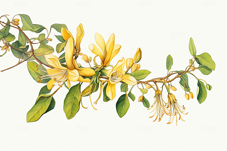 金银花医疗药方插画