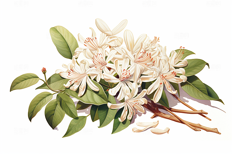 金银花中药材中医插画
