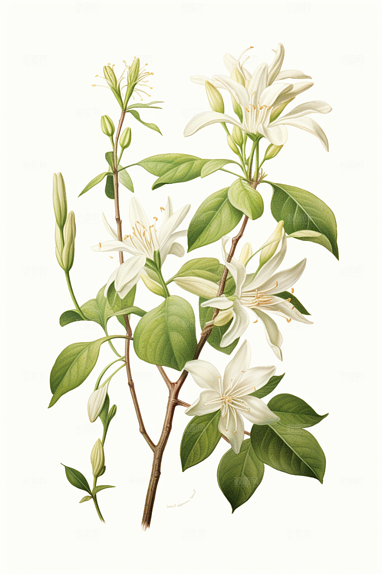 金银花养生中草药插画