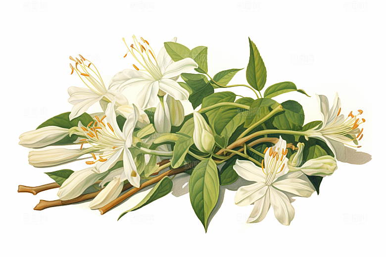 金银花植物保健插画