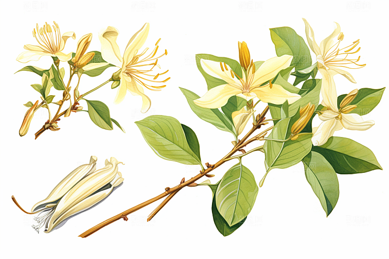 金银花健康养生插画