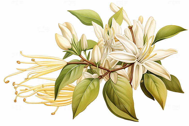 金银花中医手绘插画
