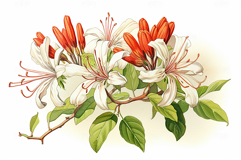 金银花中药材中草药插画