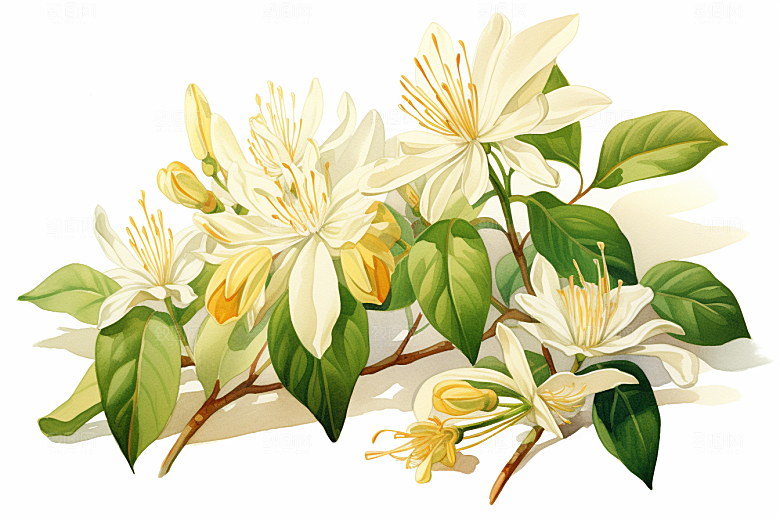 金银花养生中草药插画