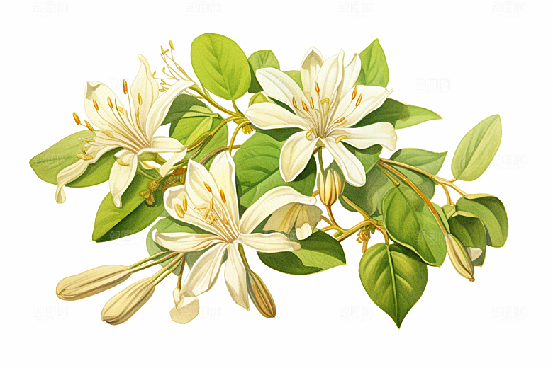 金银花保健中草药插画