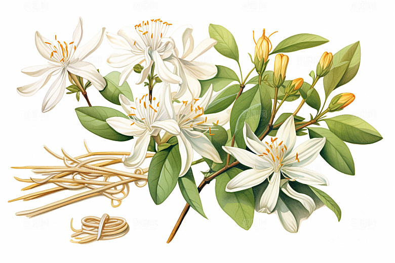 金银花中医医疗插画