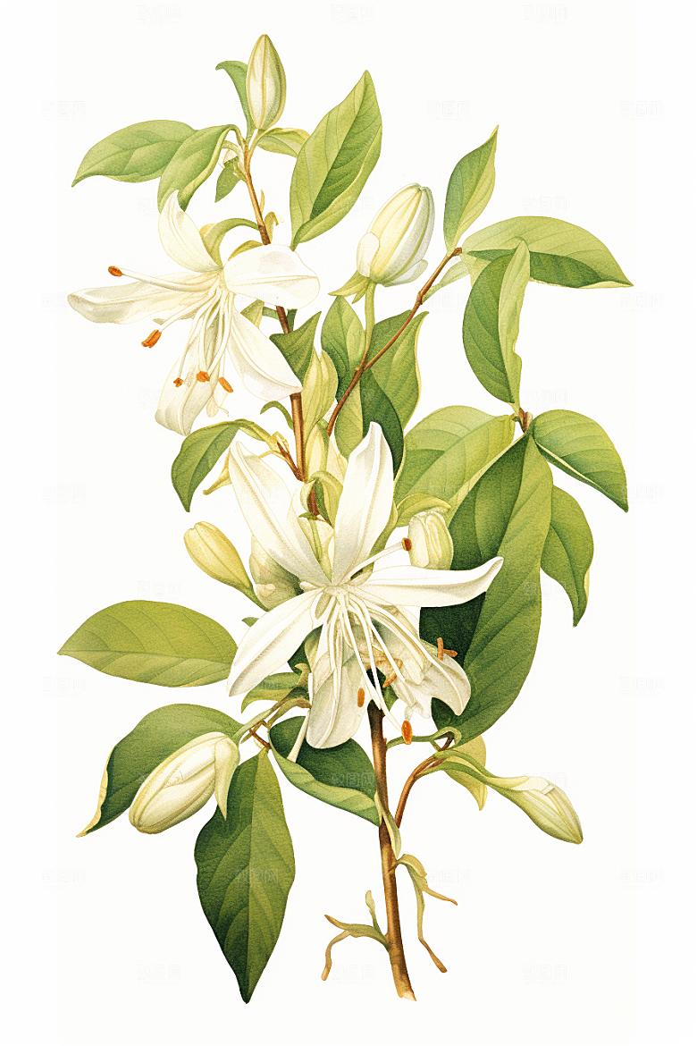 金银花手绘医学插画
