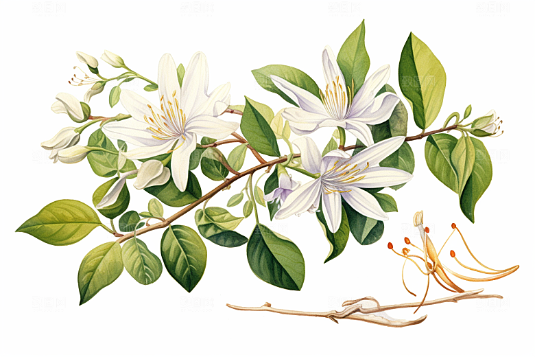 金银花中医中草药插画