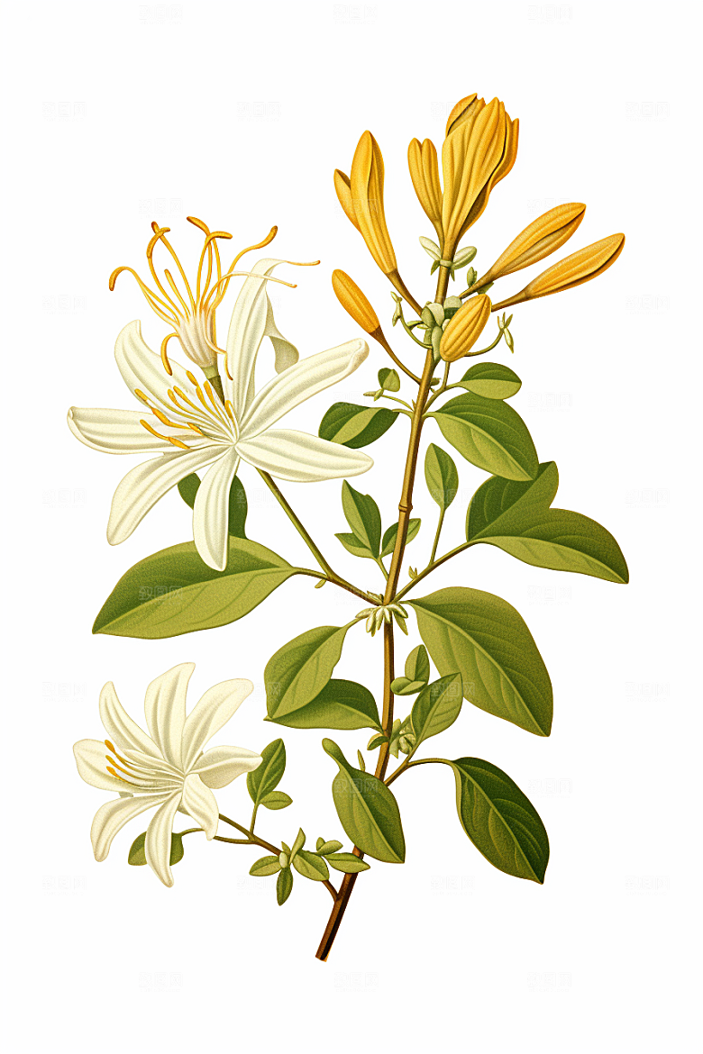 金银花医疗中医插画