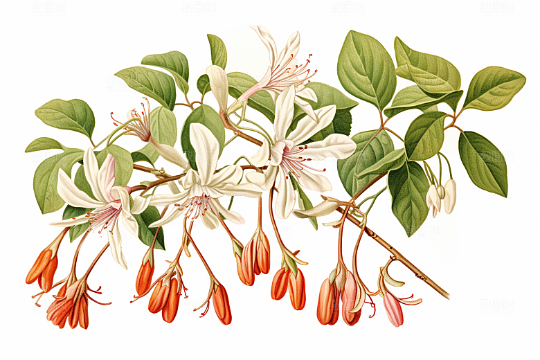 金银花保健药方插画