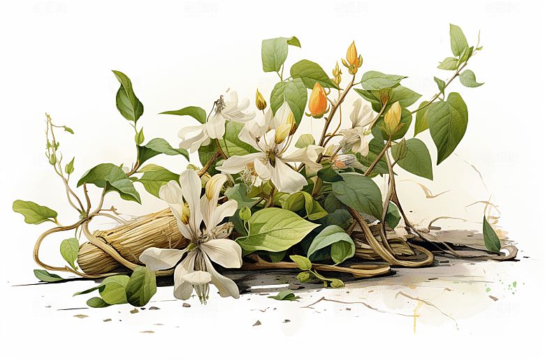 金银花植物养生插画