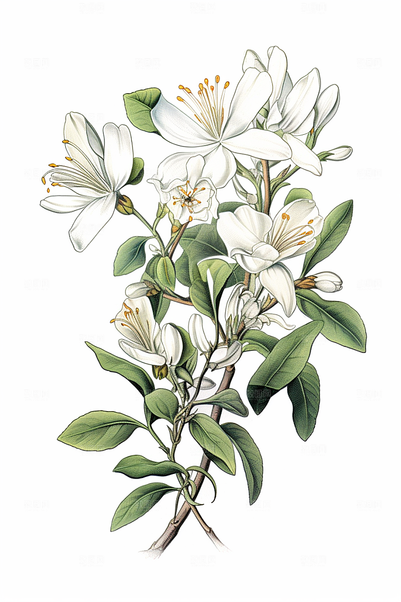 金银花中药材植物插画