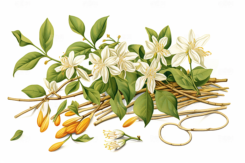 金银花养生健康插画