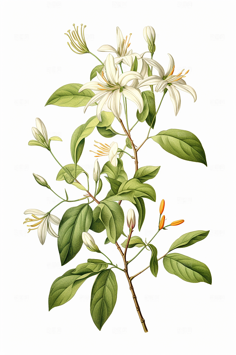 金银花中药材保健插画