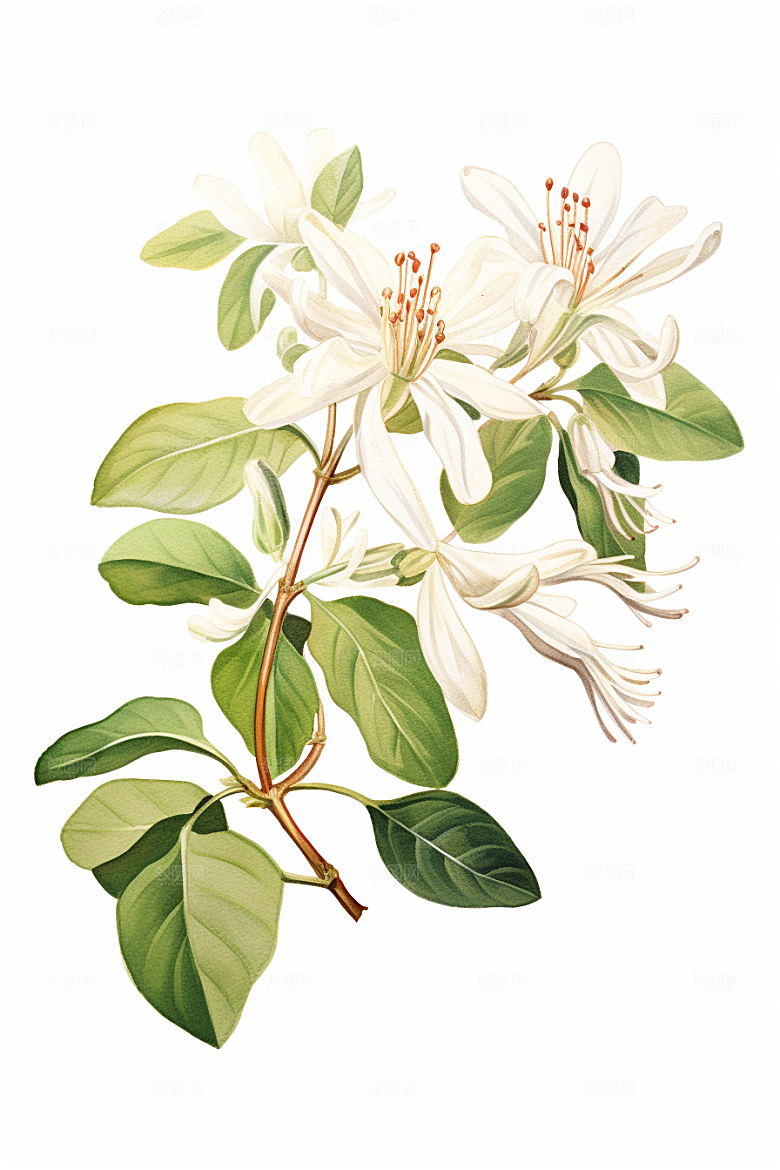 金银花药方医疗插画