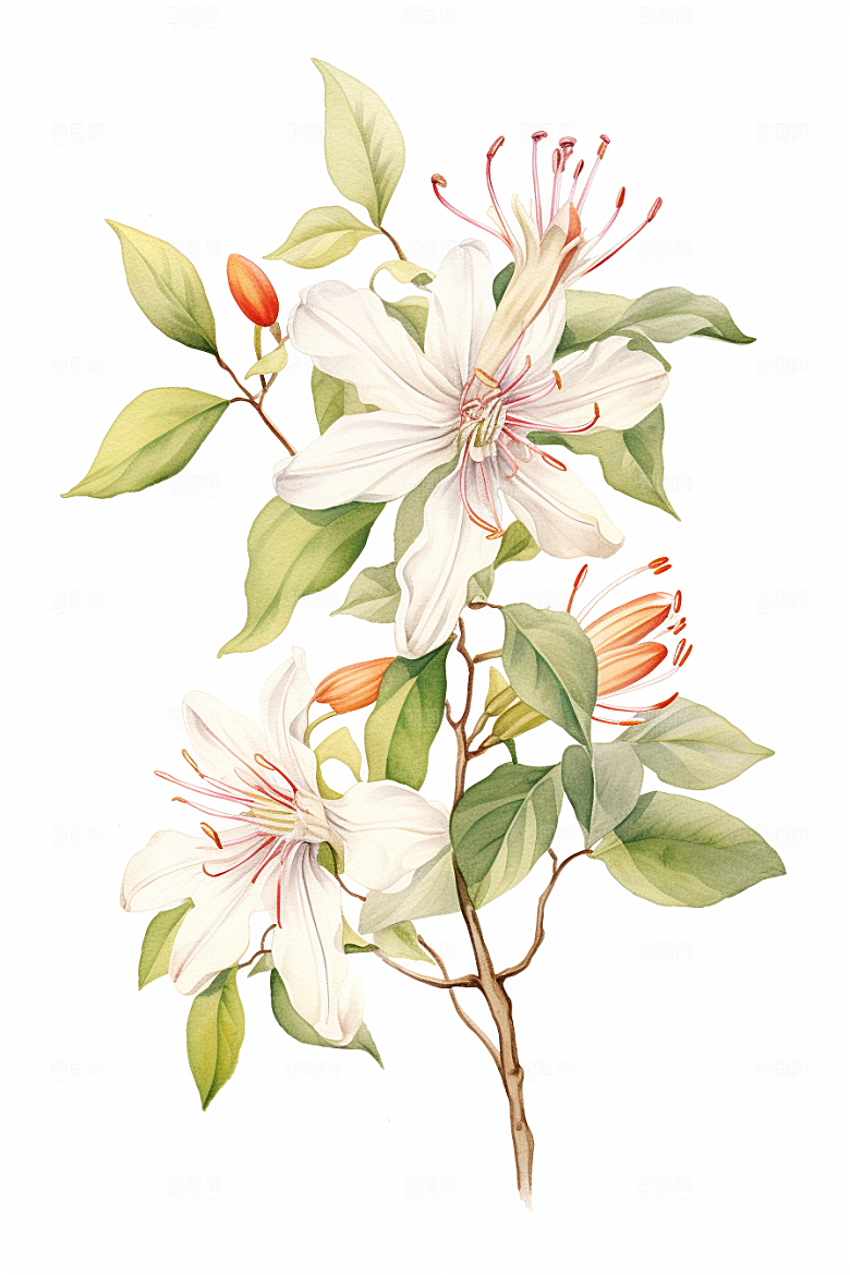 金银花中药材医疗插画