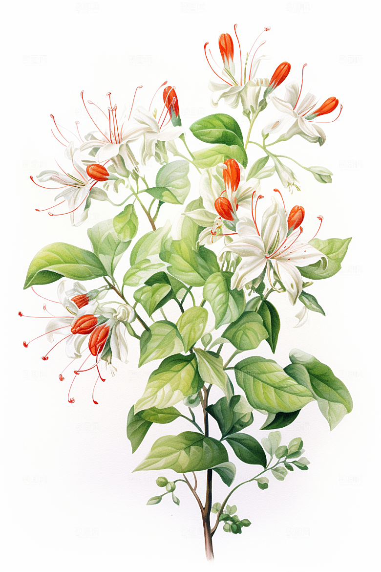 金银花手绘健康插画