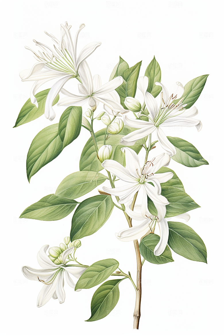 金银花植物医疗插画