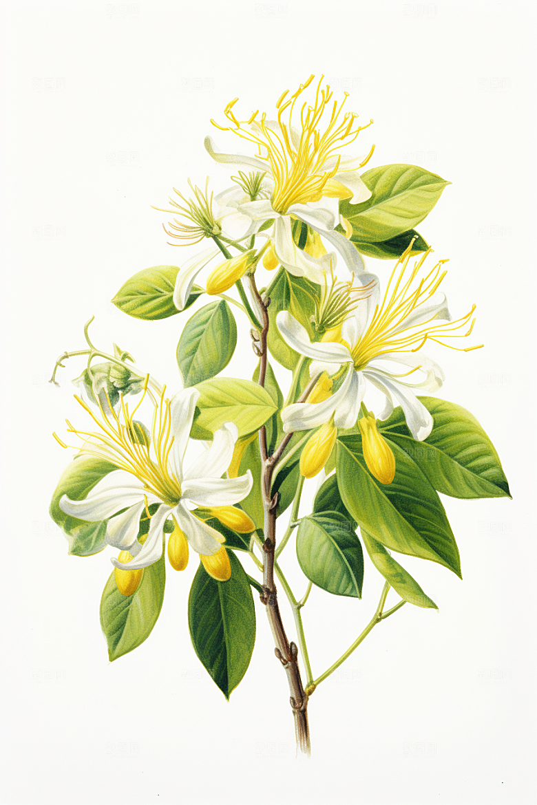 金银花医疗手绘插画