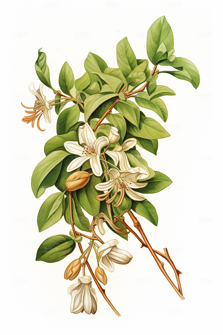金银花医疗药方插画