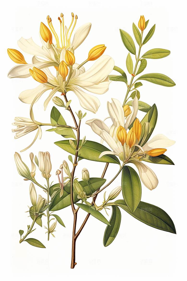 金银花药方医疗插画