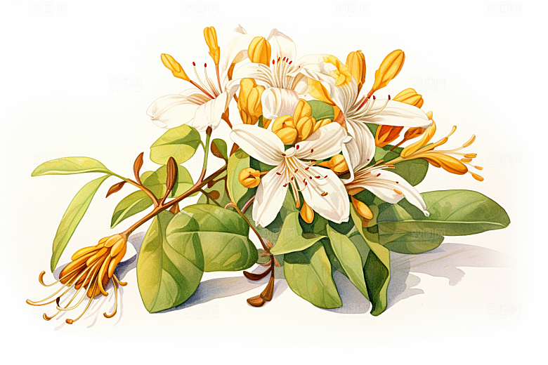 金银花养生健康插画