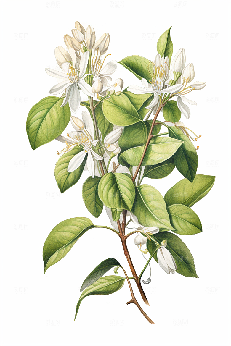 金银花植物中药材插画