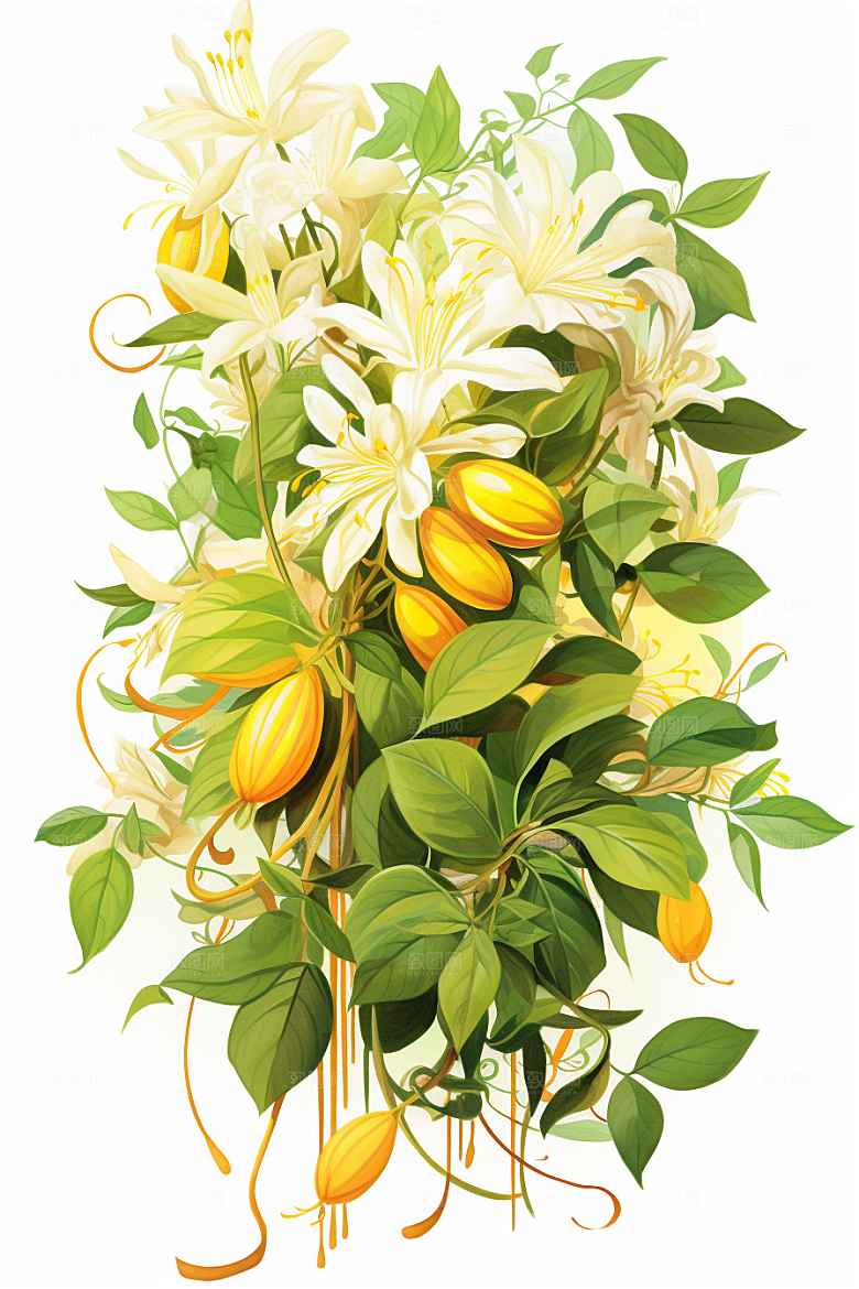 金银花保健养生插画